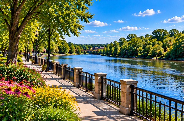 Rock River waterfront in Beloit Wisconsin