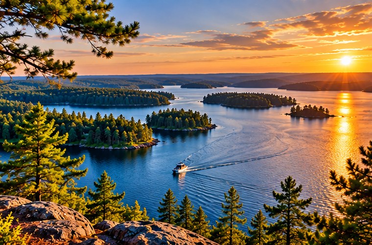 Wisconsin lake town and waterfront