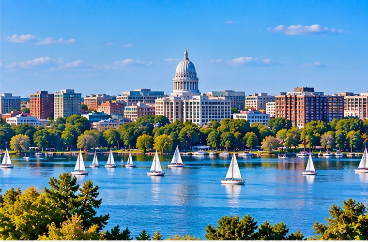 Madison Wisconsin city and lakes