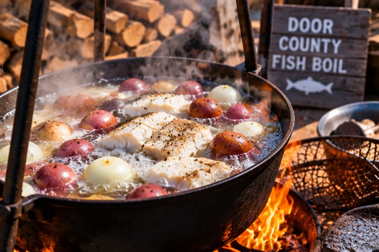 Traditional Door County Wisconsin fish boil