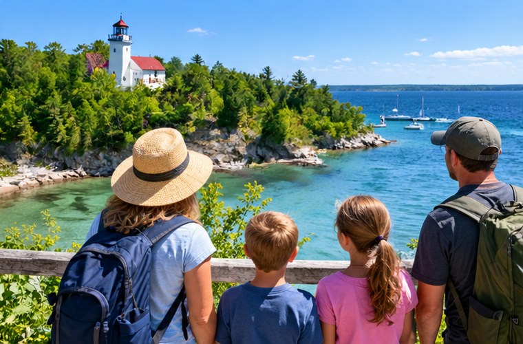 Family enjoying a Door County Wisconsin getaway