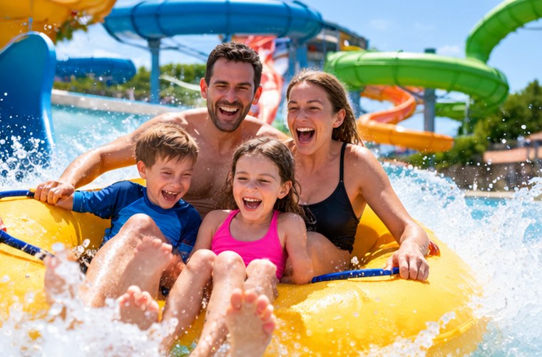 Family vacation at a Wisconsin Dells waterpark