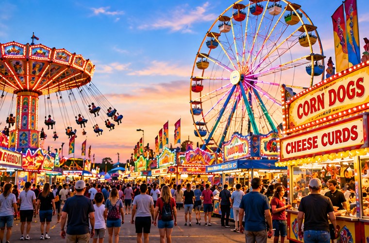 Wisconsin fair with carnival rides