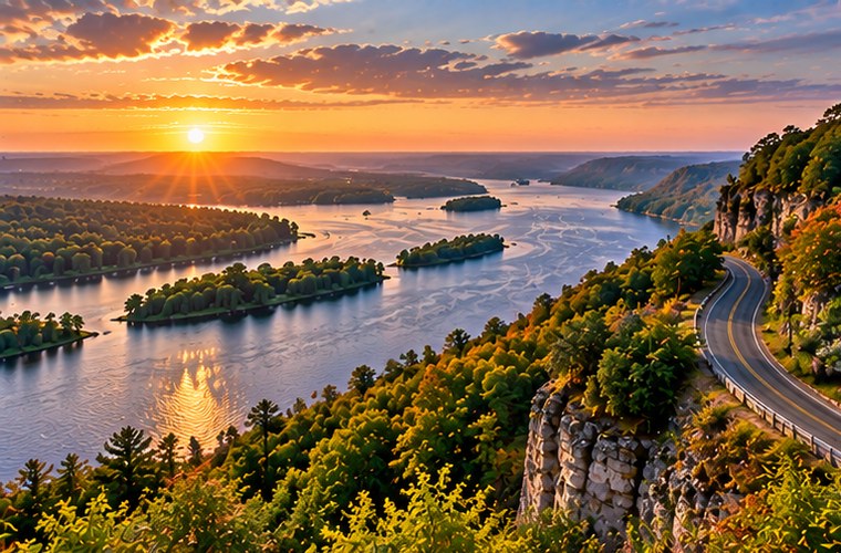 Wisconsin Great River Road overlooking the Mississippi River