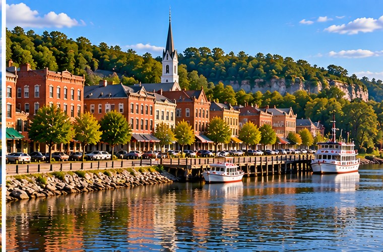 Small Wisconsin river town along the Great River Road
