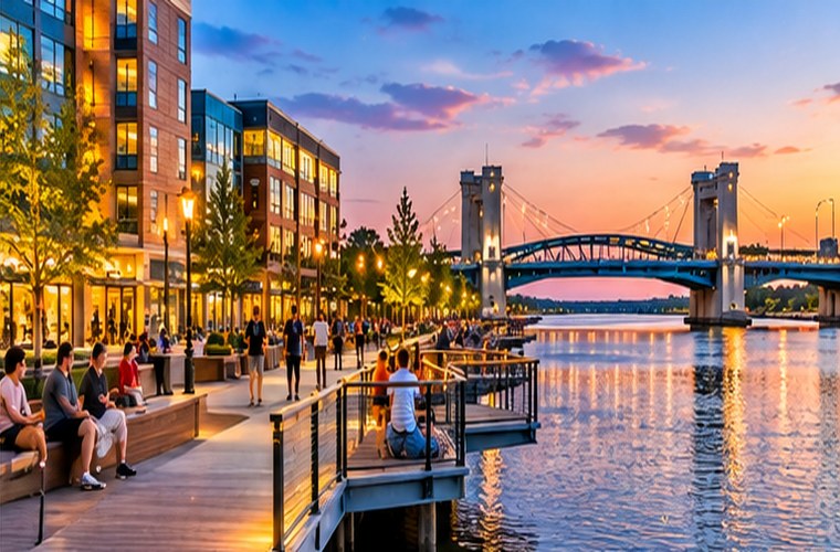 CityDeck along the Fox River in downtown Green Bay