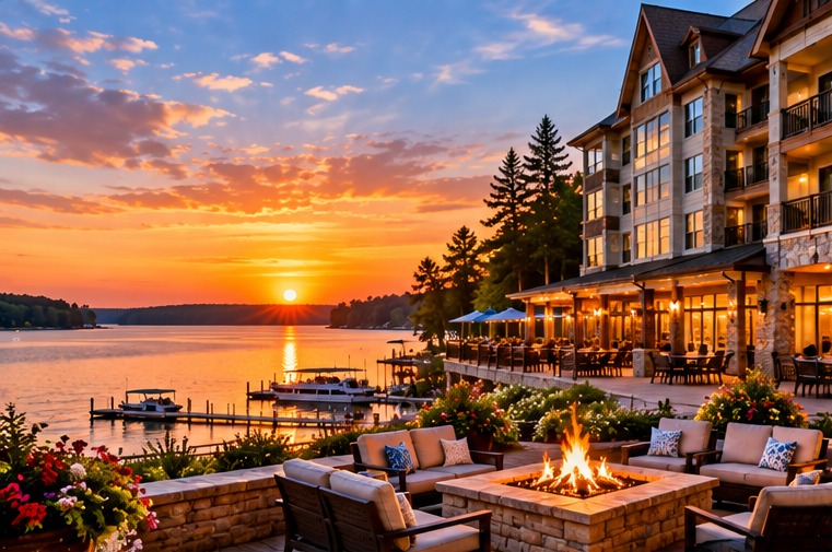 Hotel overlooking a Wisconsin lake