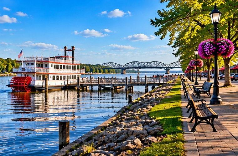 Mississippi River waterfront in La Crosse Wisconsin