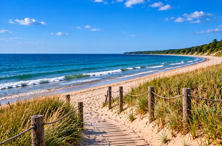 Sandy Lake Michigan beach in Wisconsin