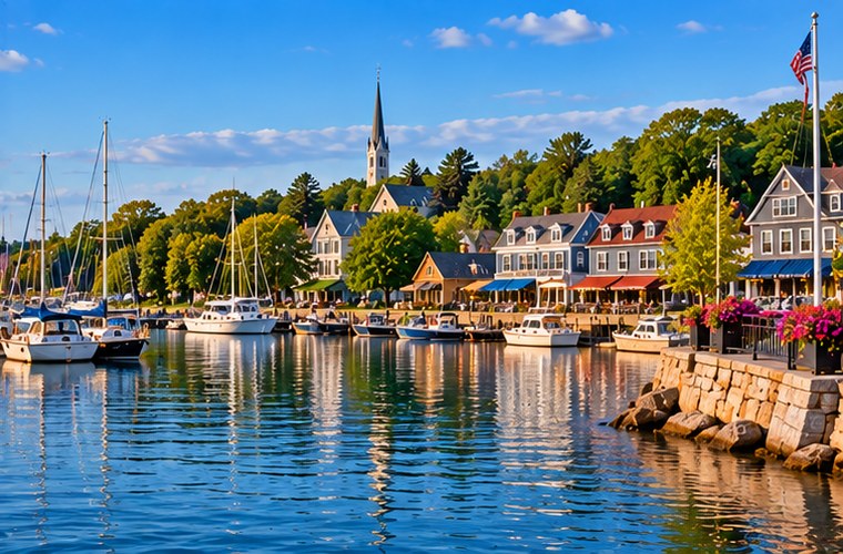 Wisconsin harbor town along Lake Michigan