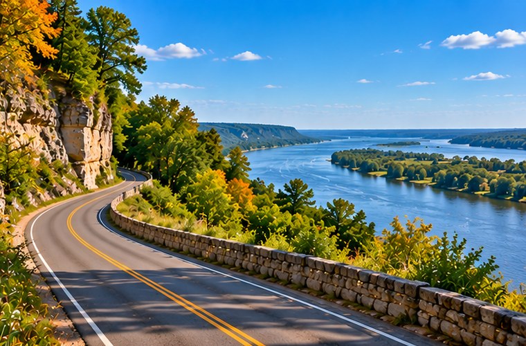 Scenic Great River Road in western Wisconsin