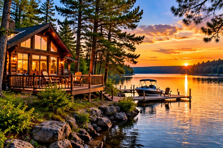 Wisconsin cabin beside a lake