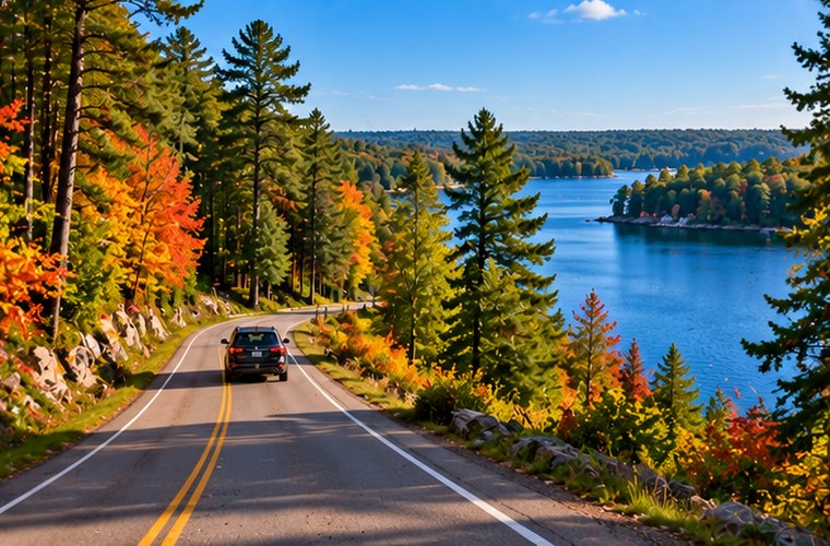 Scenic road through Wisconsin Northwoods