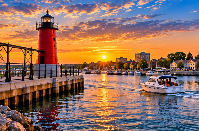 Sheboygan Wisconsin harbor and lighthouse