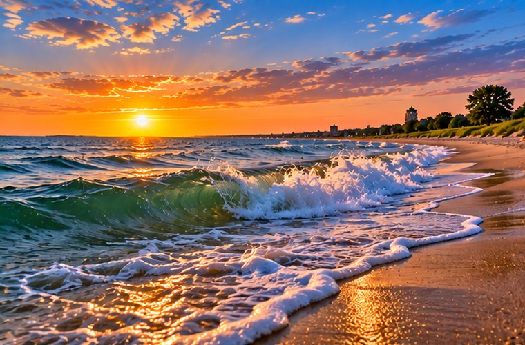Lake Michigan beach in Sheboygan Wisconsin
