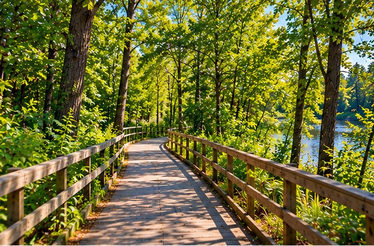 Wooded Green Circle Trail in Stevens Point Wisconsin