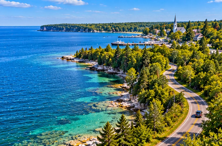 Door County Wisconsin shoreline during summer