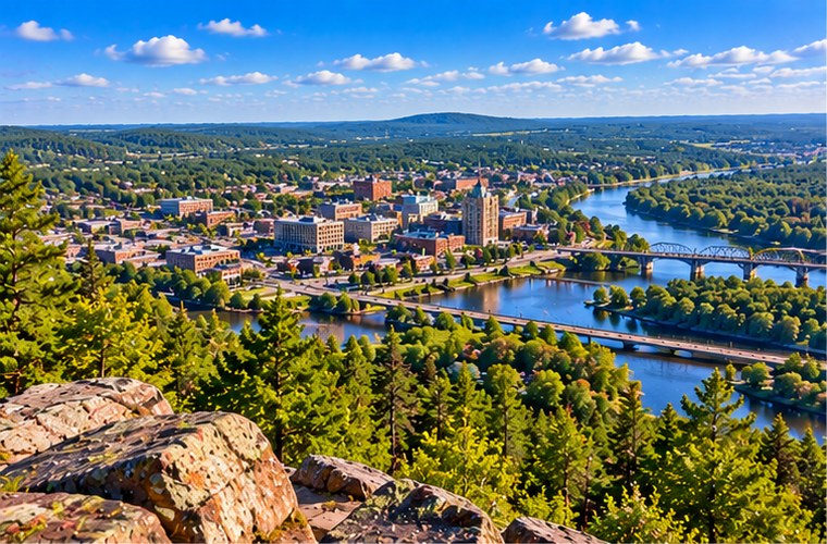 Wausau Wisconsin and Rib Mountain landscape