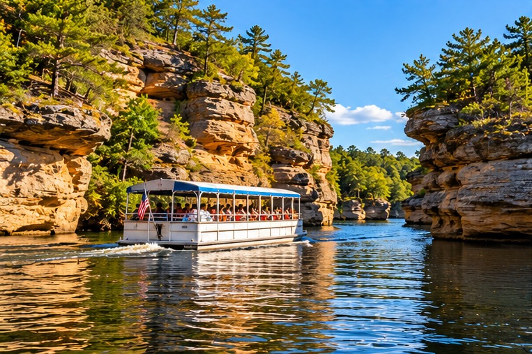 Wisconsin River sandstone formations in Wisconsin Dells